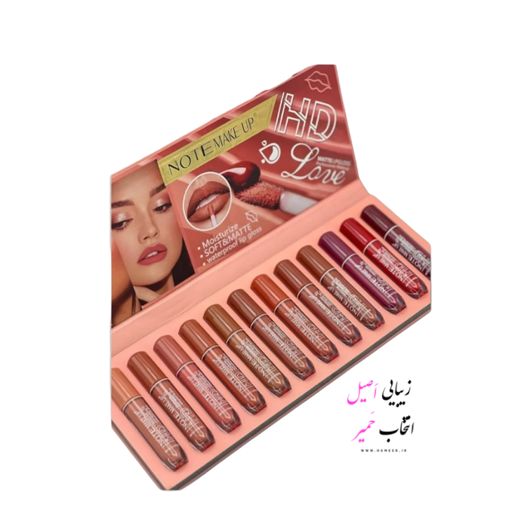 پک رژ مایع نوت میکاپ 12 رنگ 3Q Beauty مناسب آرایش لب حرفهای